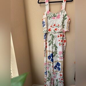 HeyChic Floral tapestry jumpsuit- White, Red, Blue, Green